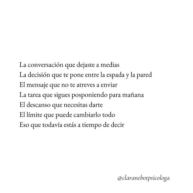 Foto de un texto poético en el Instagram de Clara Nebot, psicóloga en vilareal.
